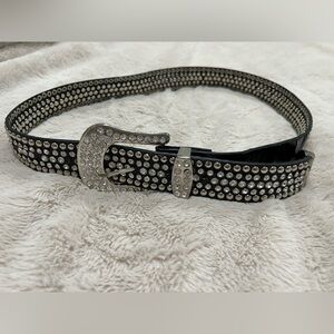 Studded Black Belt with Silver Buckle